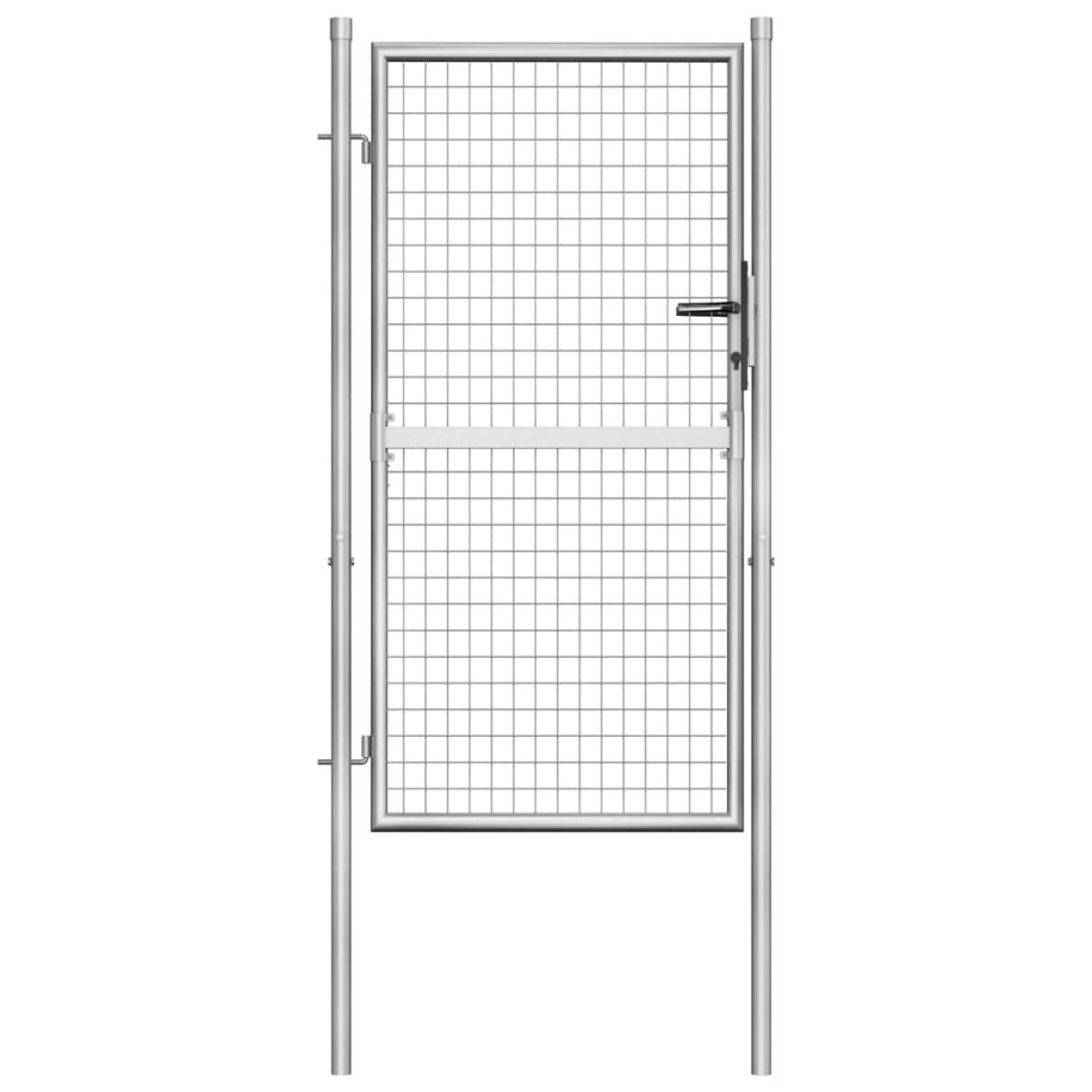 Puerta de jardín de acero galvanizado plateado 105x200 cm