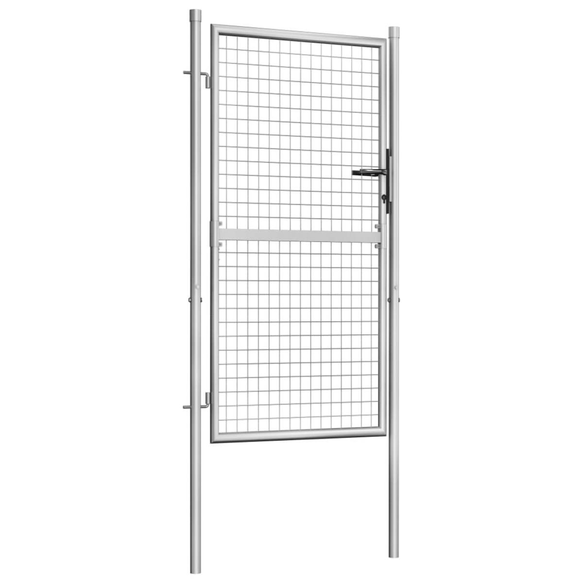 Puerta de jardín de acero galvanizado plateado 105x200 cm