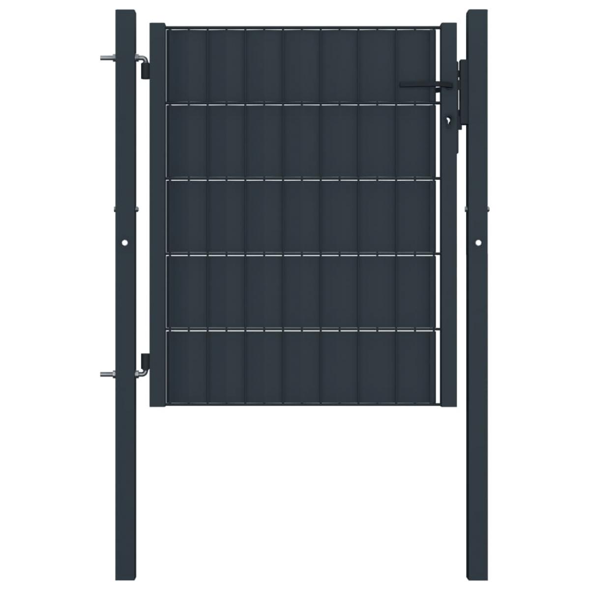 Puerta de valla de PVC y acero gris antracita 100x101 cm  