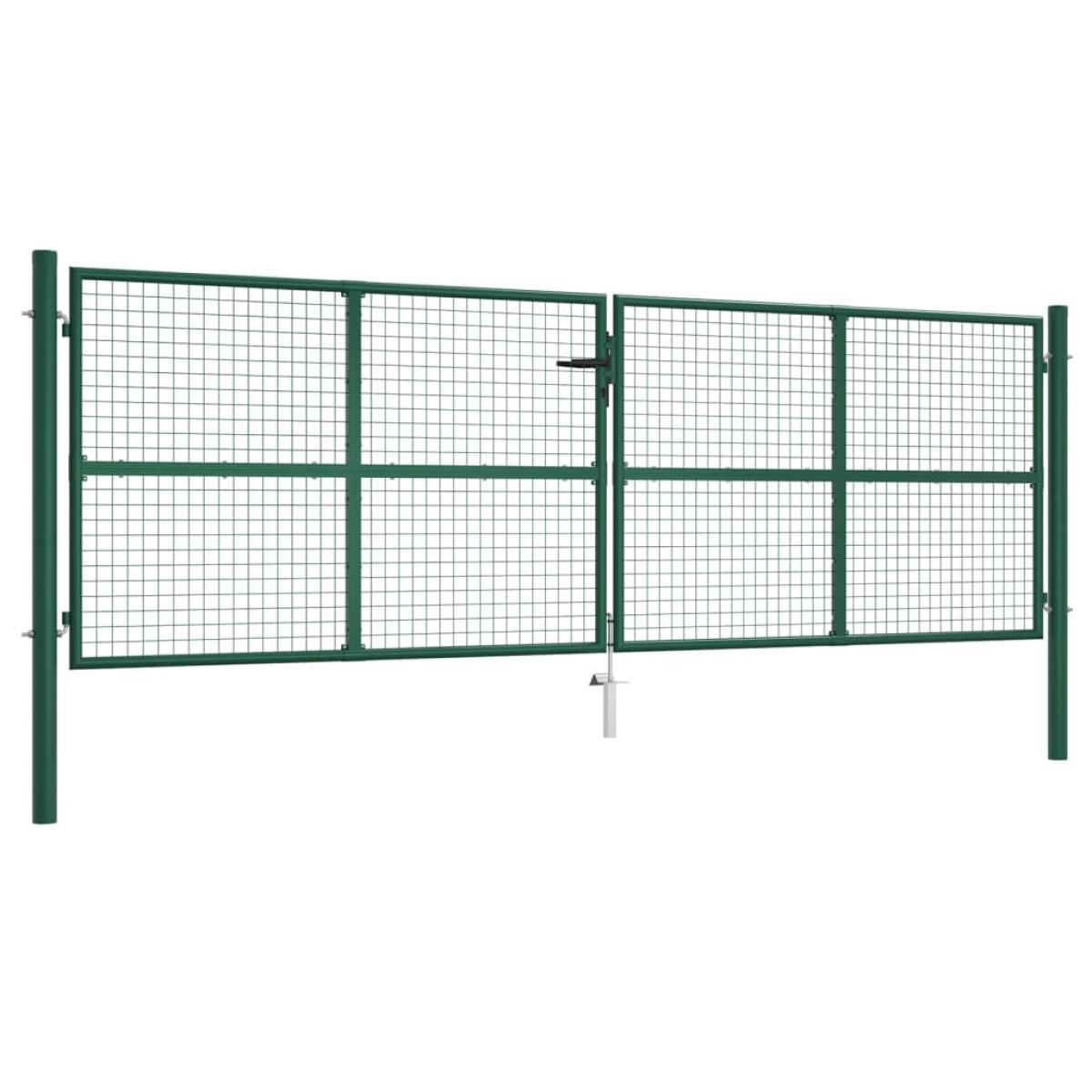 Puerta de malla de jardín acero verde 390x125 cm