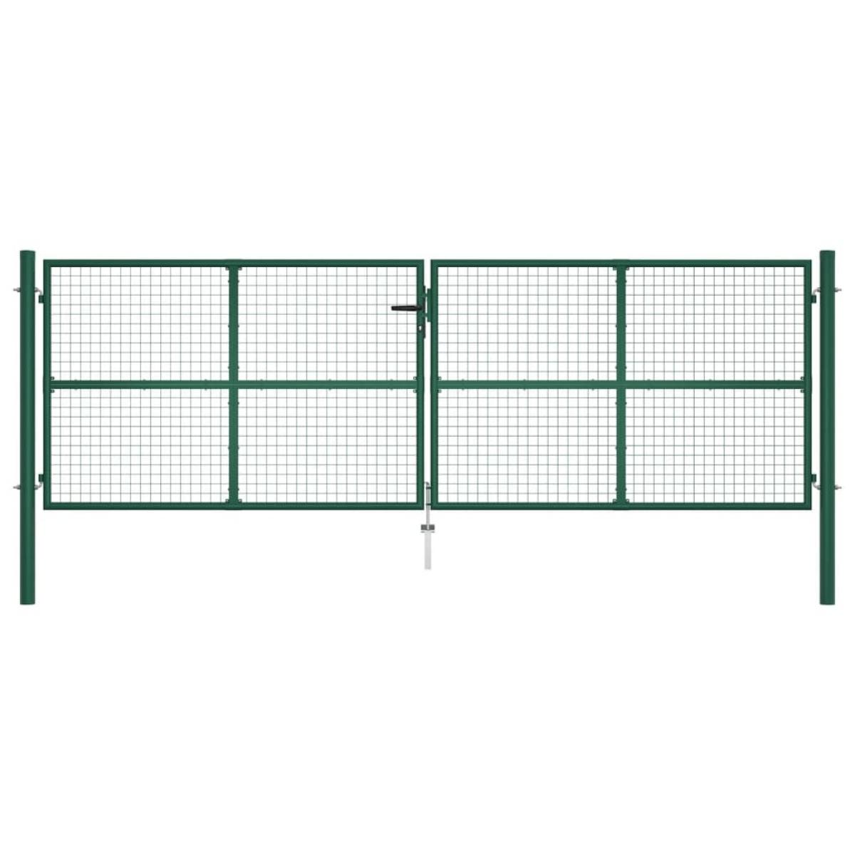 Puerta de malla de jardín acero verde 390x125 cm