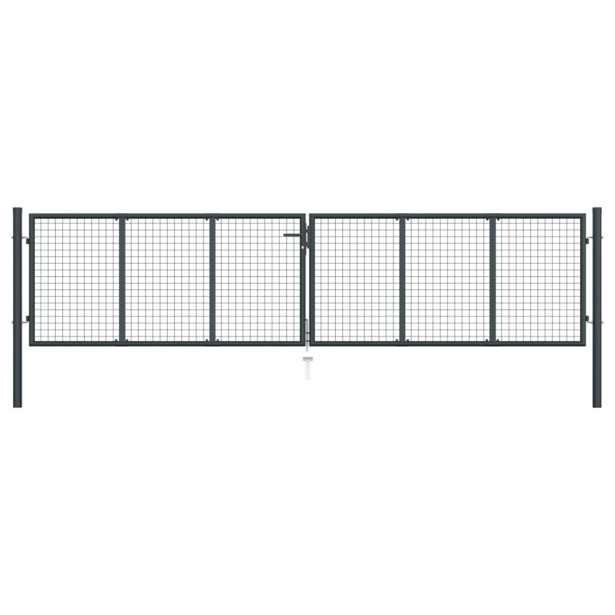 Puerta de malla de jardín acero galvanizado gris 400x150 cm