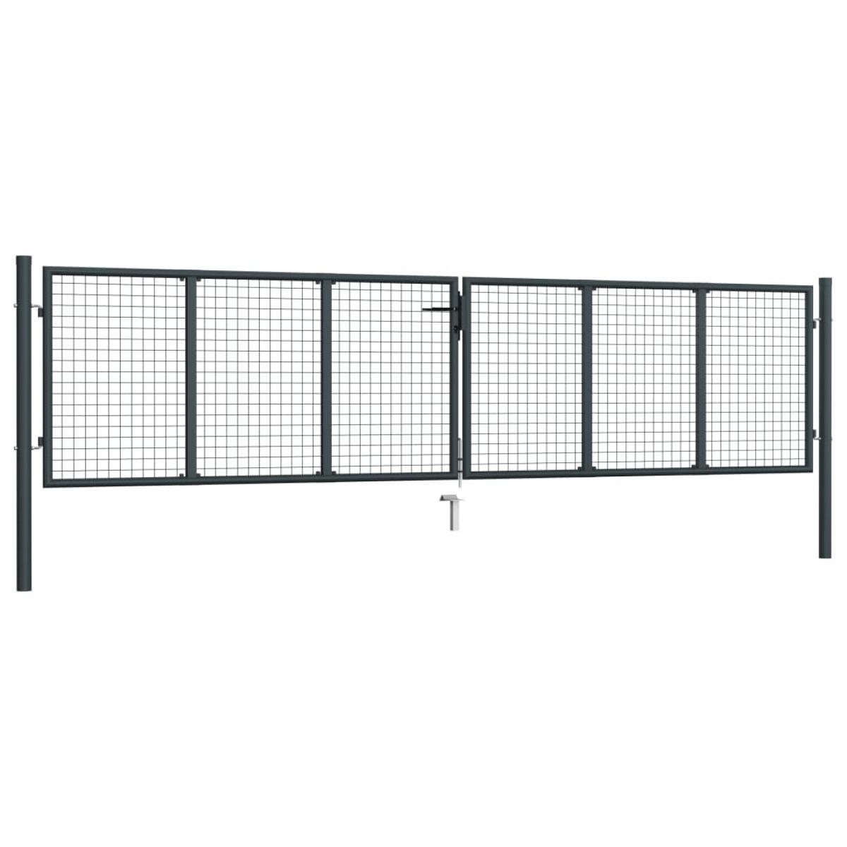 Puerta de malla de jardín acero galvanizado gris 400x150 cm