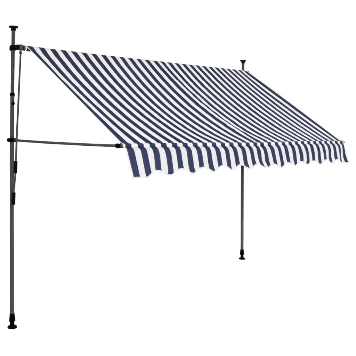 Toldo manual retráctil con LED azul y blanco 250 cm