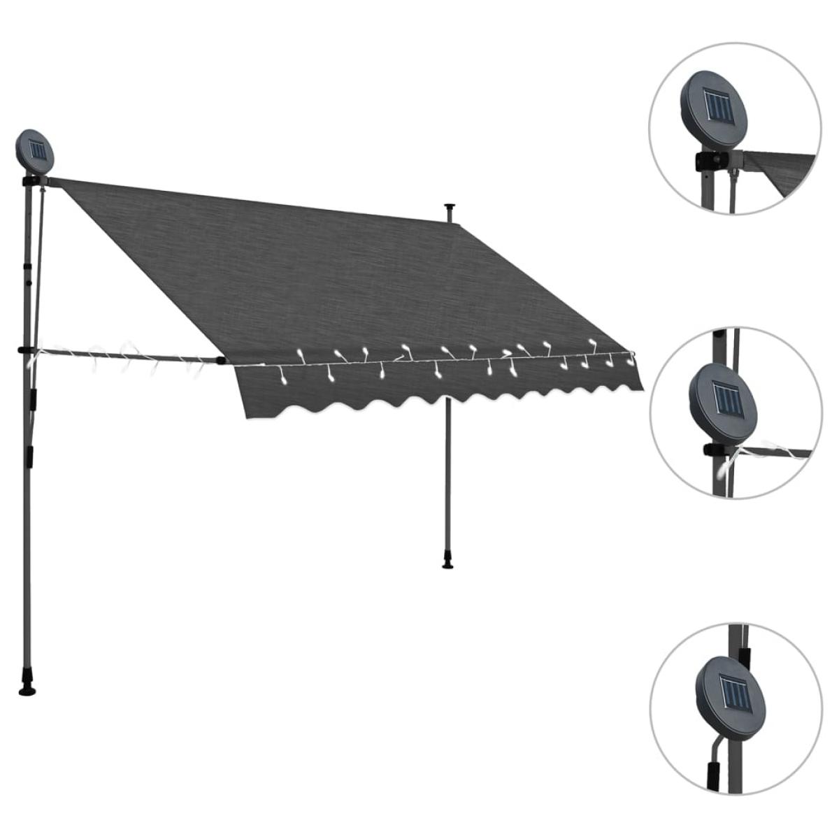 Toldo manual retráctil con LED gris antracita 250 cm