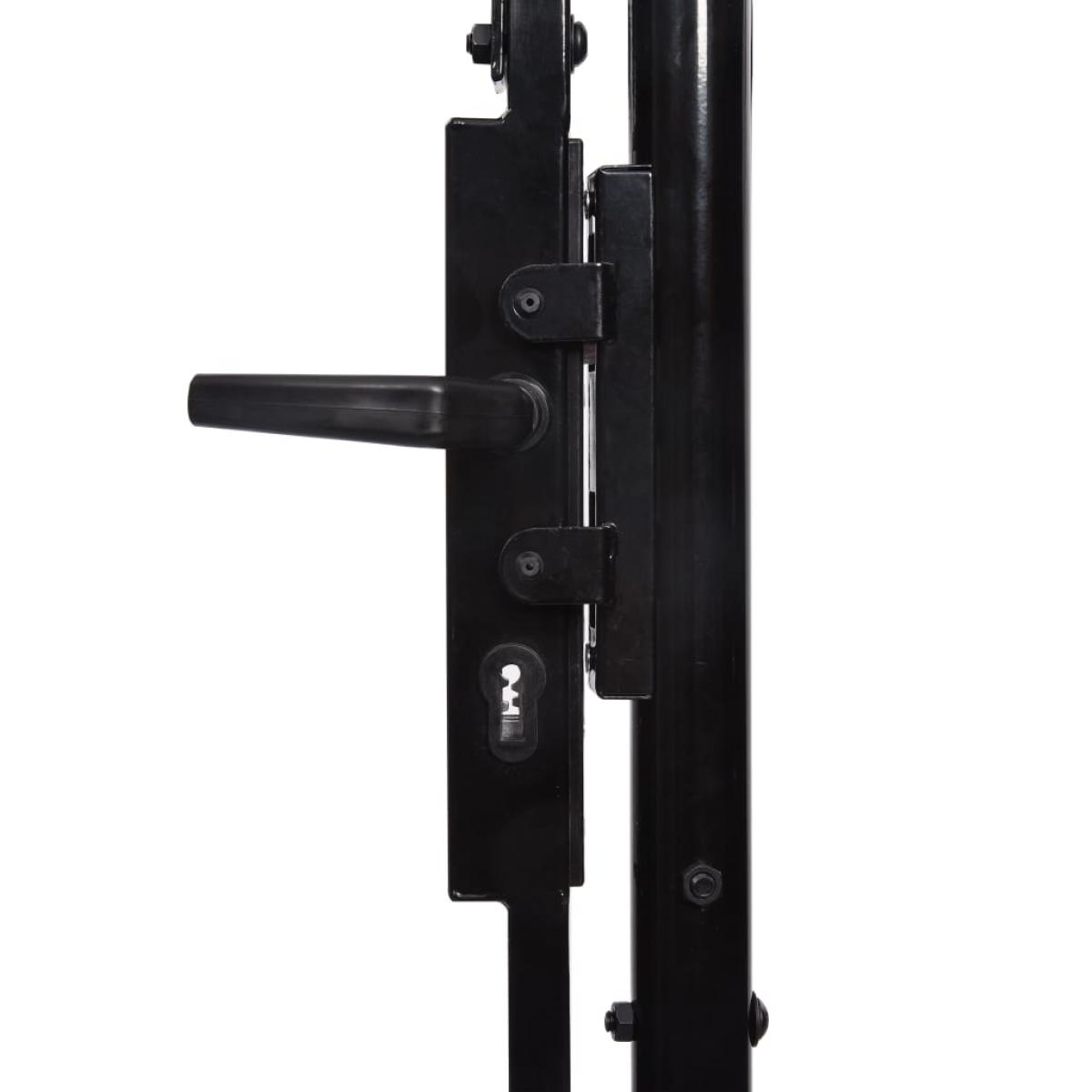Cancela de valla con una puerta y puntas acero negro 1x1,2 m