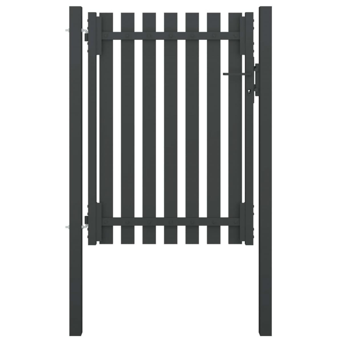 Puerta de valla del jardín de acero gris antracita 1x1,7 cm
