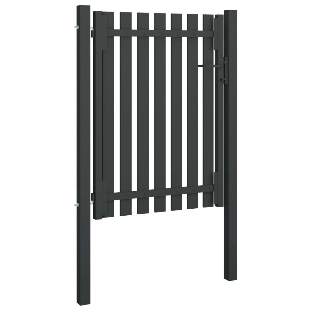 Puerta de valla del jardín de acero gris antracita 1x1,7 cm