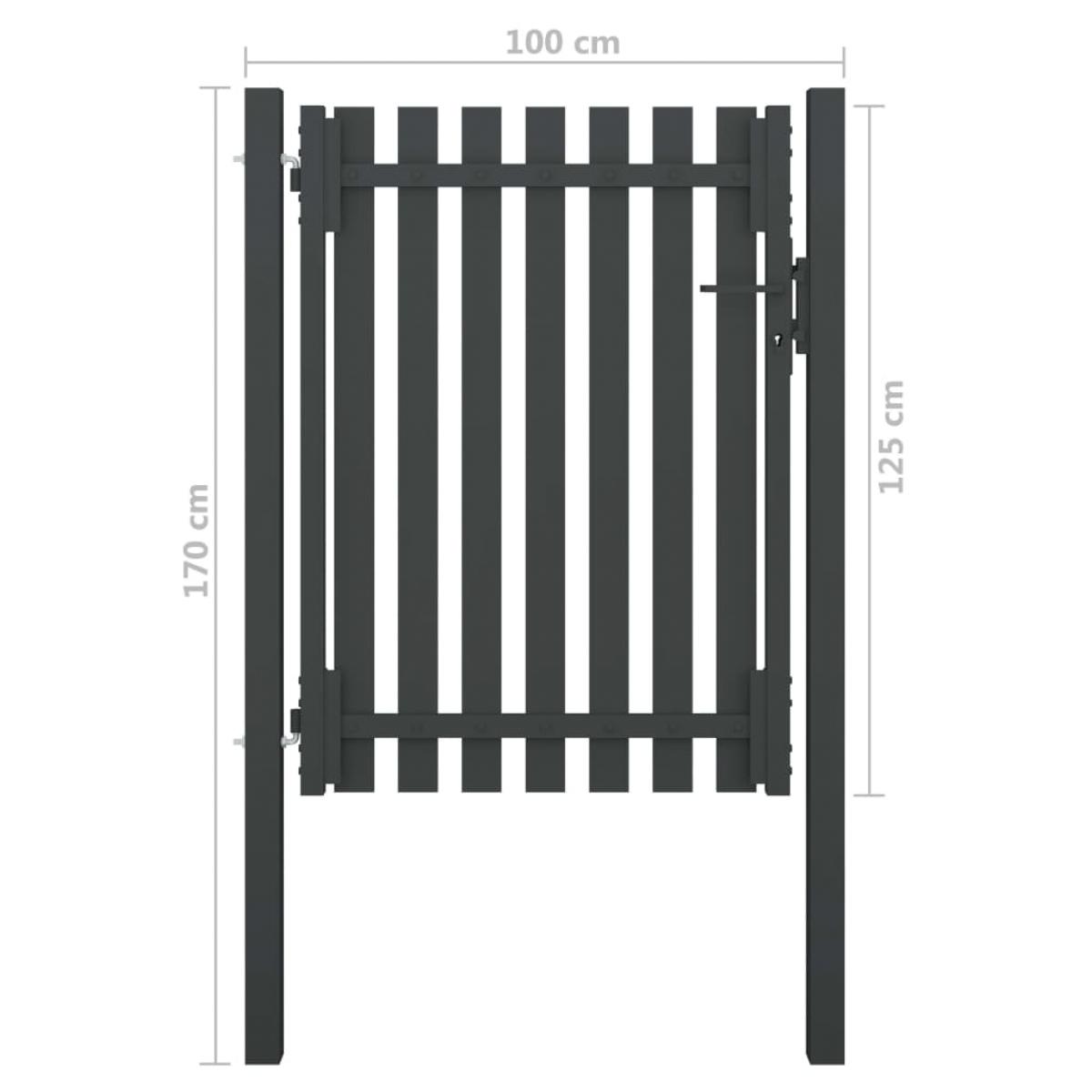 Puerta de valla del jardín de acero gris antracita 1x1,7 cm