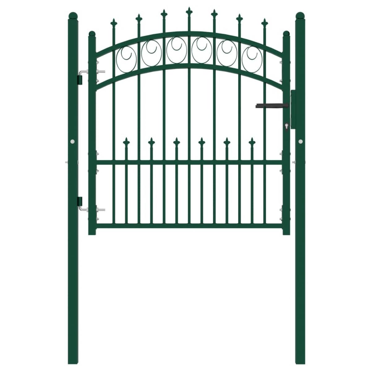 Puerta de valla con picos acero verde 100x100 cm
