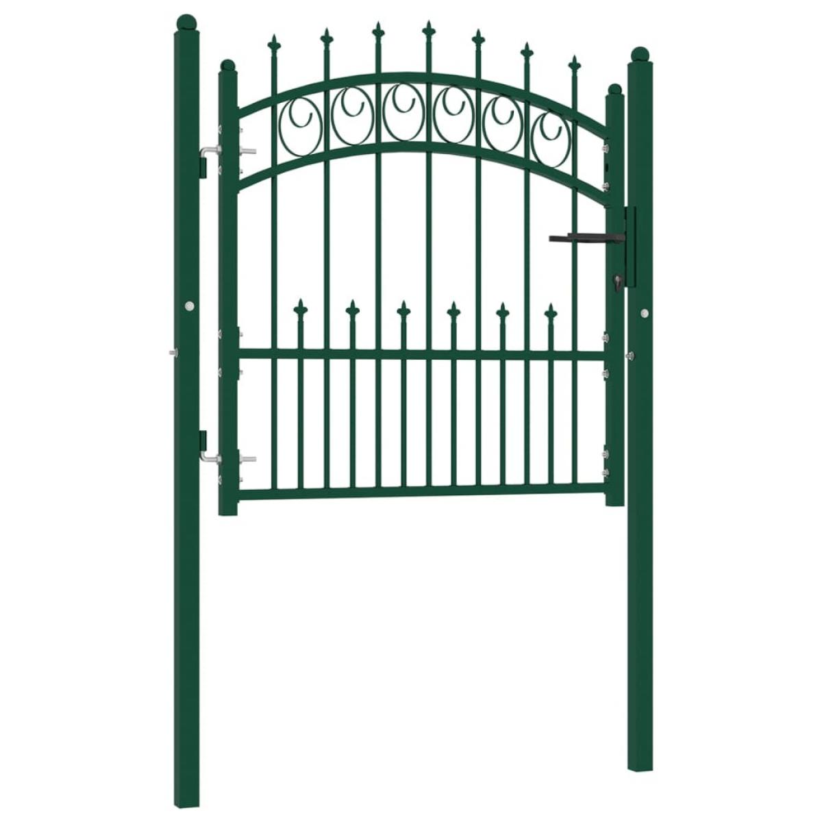 Puerta de valla con picos acero verde 100x100 cm