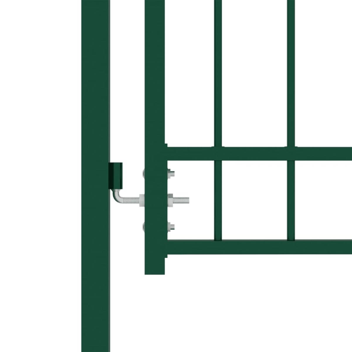 Puerta de valla con picos acero verde 100x100 cm