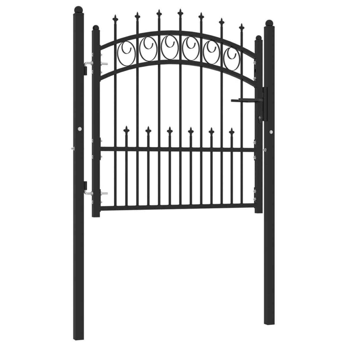 Puerta de valla con picos acero negro 100x100 cm