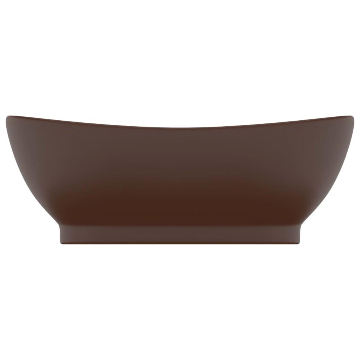 Lavabo lujoso ovalado rebosadero cerámica marrón oscuro mate