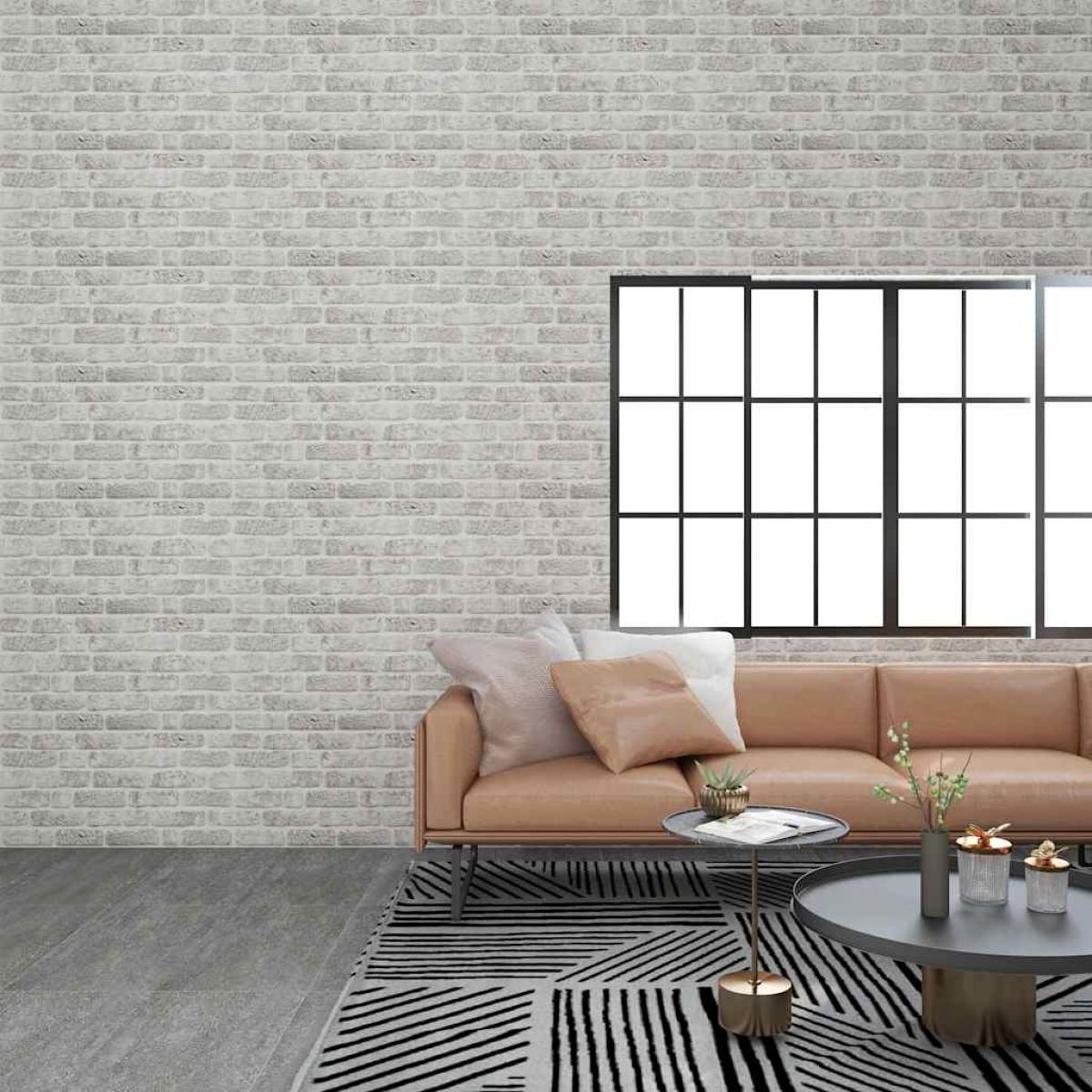 Paneles de pared 3D diseño de ladrillo 10 uds EPS gris claro