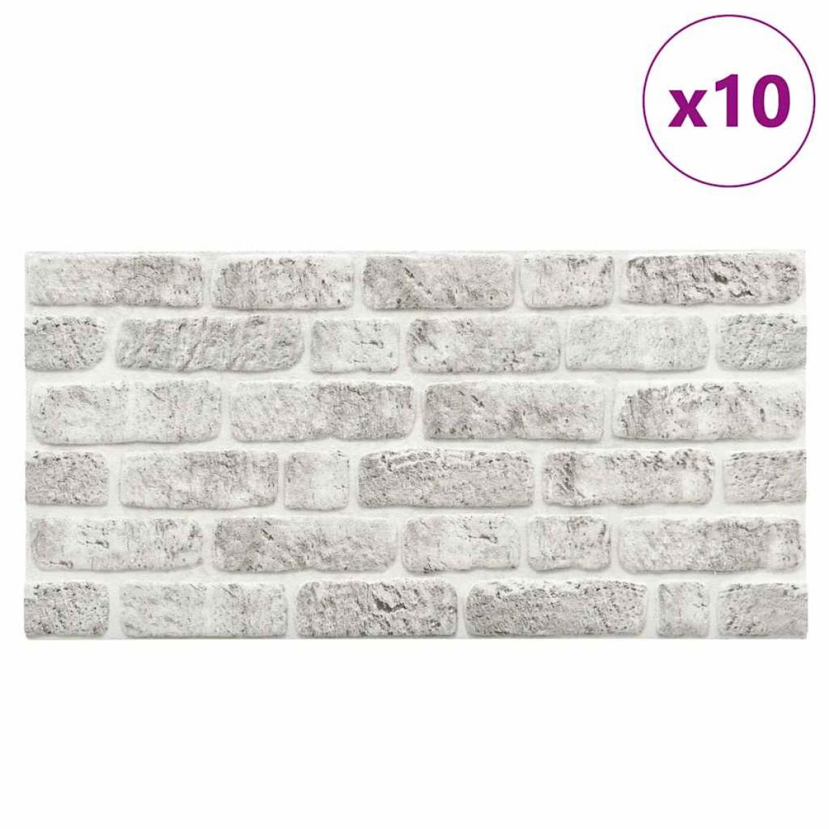Paneles de pared 3D diseño de ladrillo 10 uds EPS gris claro