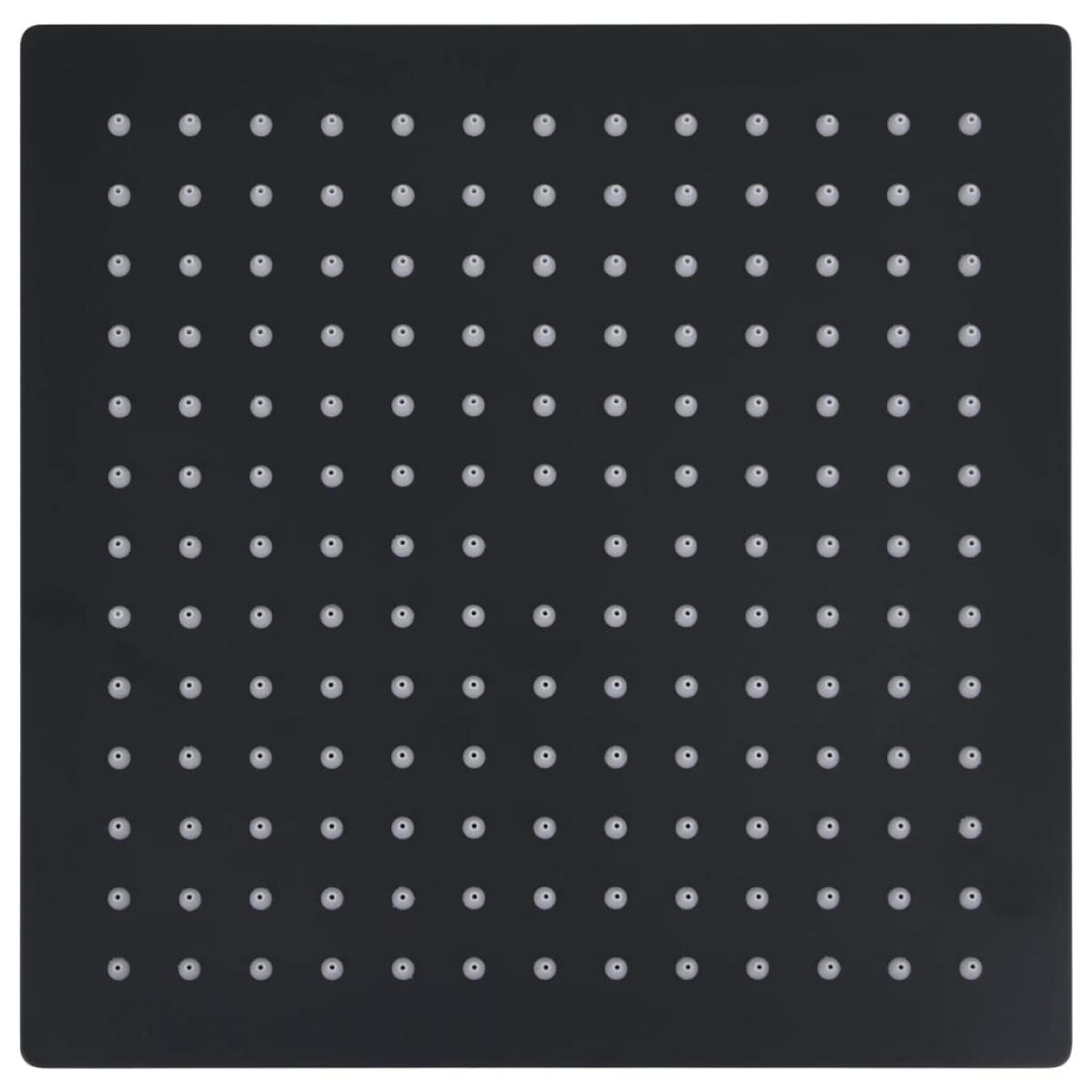 Cabezal ducha efecto lluvia acero inox cuadrado negro 25x25 cm