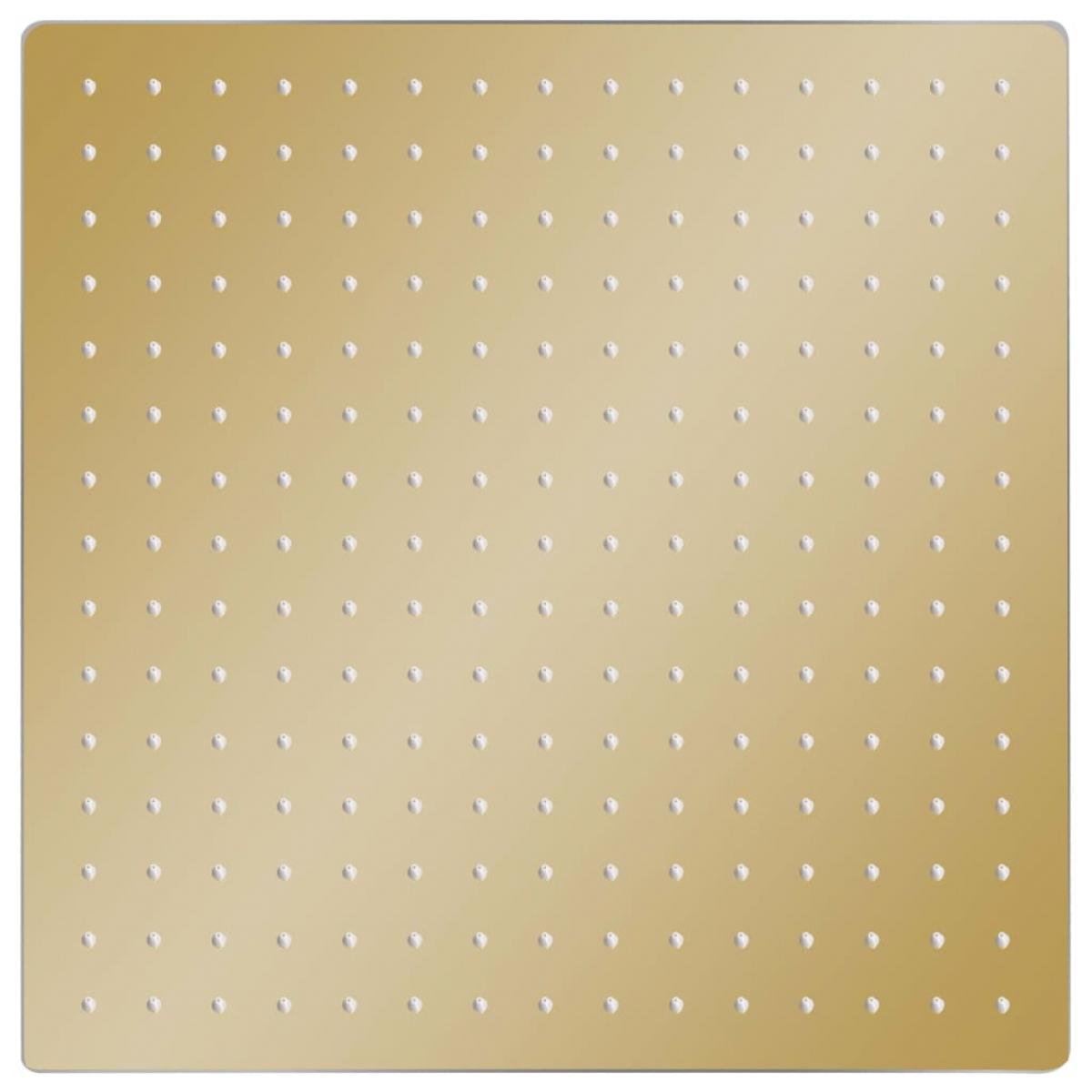 Cabezal ducha efecto lluvia acero inox cuadrado dorado 40x40 cm