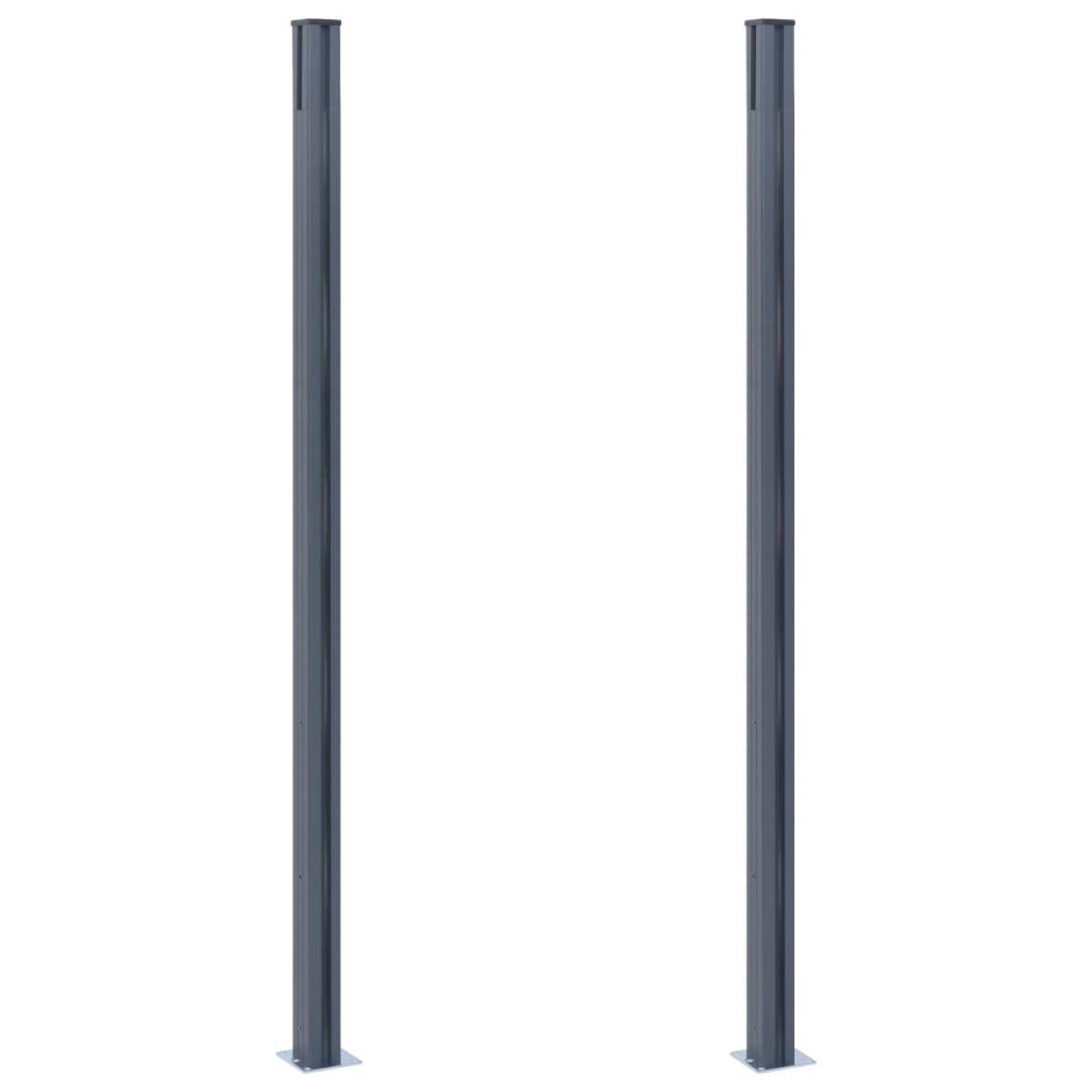 Postes de valla 2 unidades aluminio gris oscuro 185 cm
