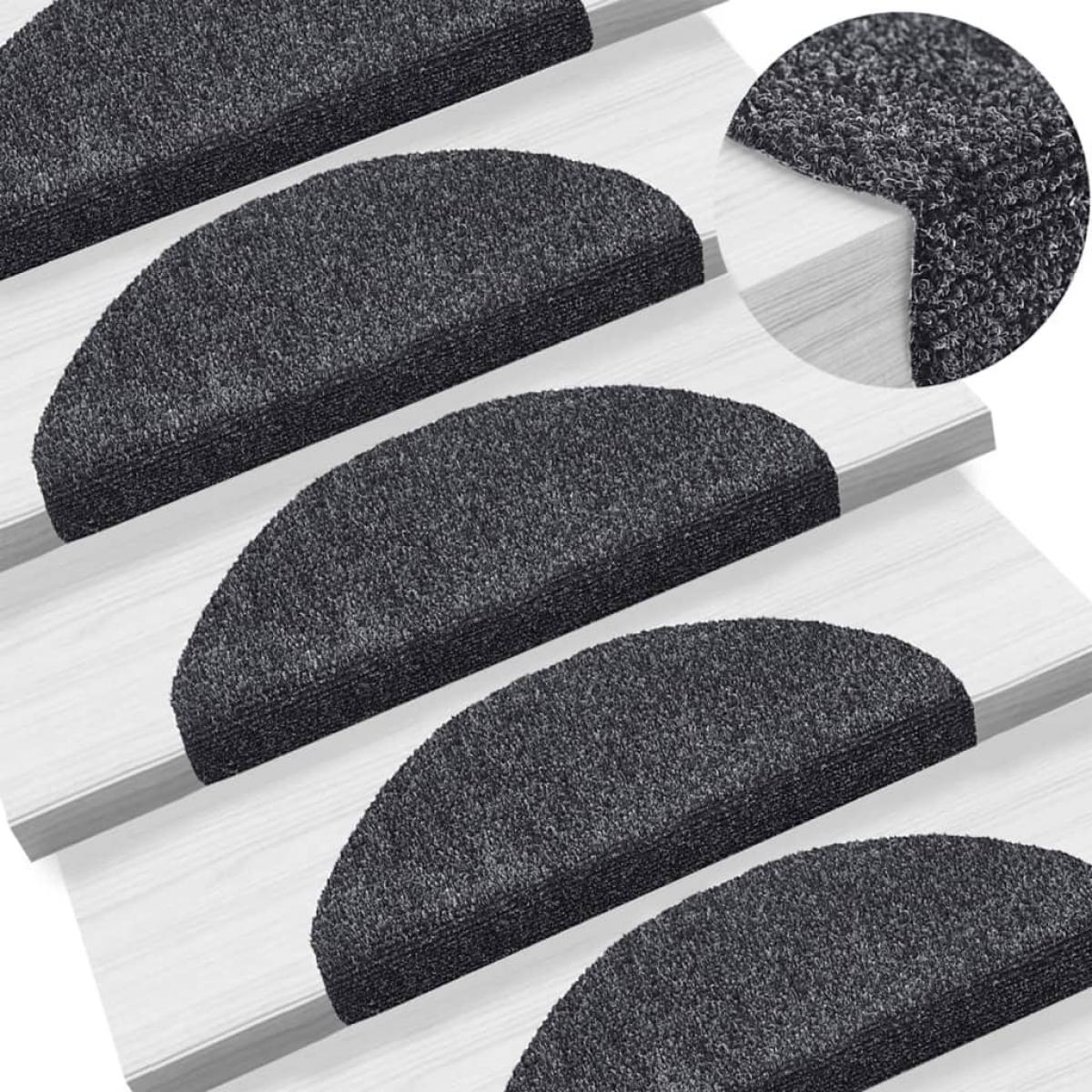 Alfombrillas de escaleras autoadhesivas gris 5 uds 65x21x4 cm