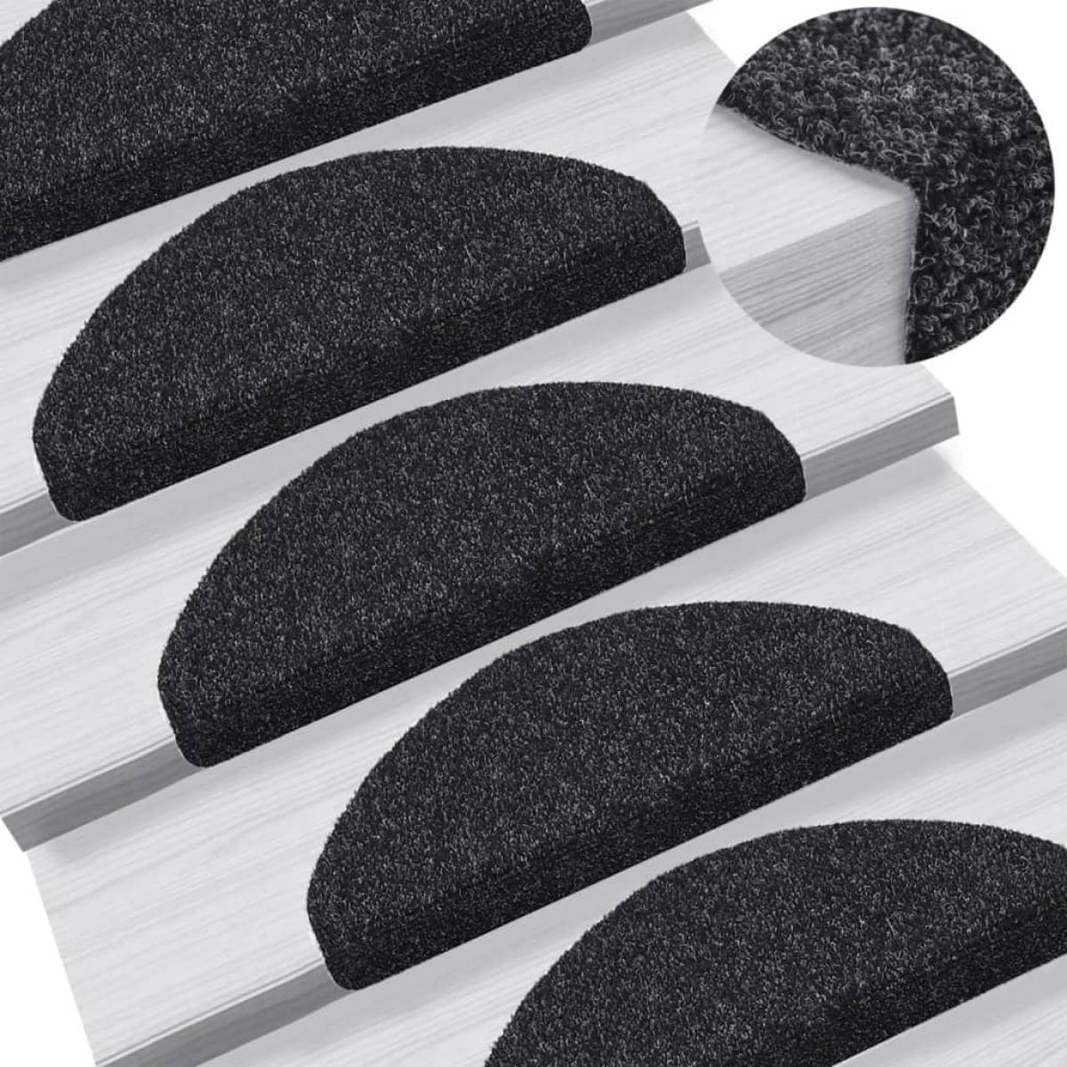 Alfombrilla autoadhesiva escalera 5 uds 65x21x4 cm negro