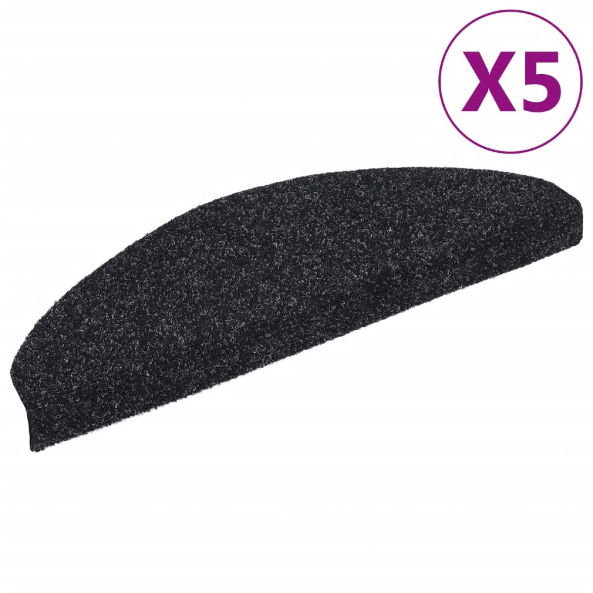 Alfombrilla autoadhesiva escalera 5 uds 65x21x4 cm negro