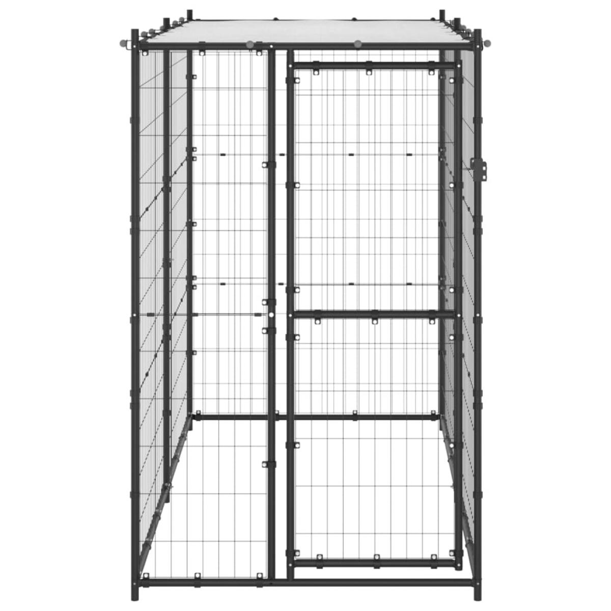 Perrera de exterior de acero con techo 110x220x180 cm