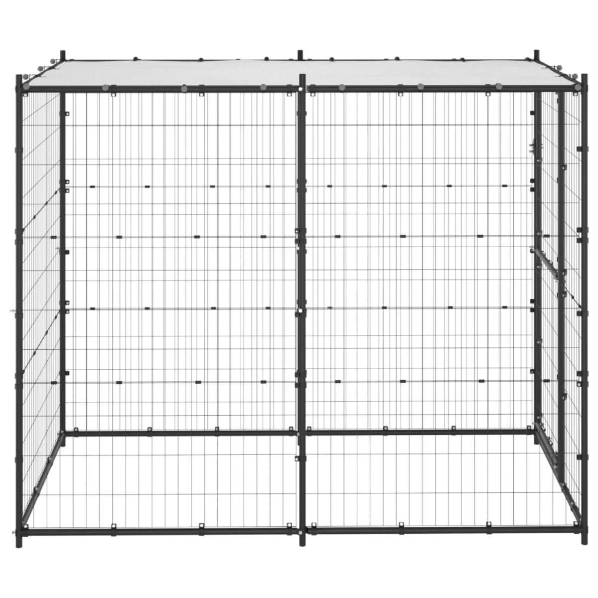 Perrera de exterior de acero con techo 110x220x180 cm