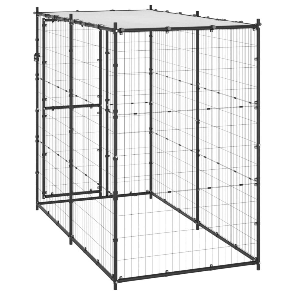 Perrera de exterior de acero con techo 110x220x180 cm