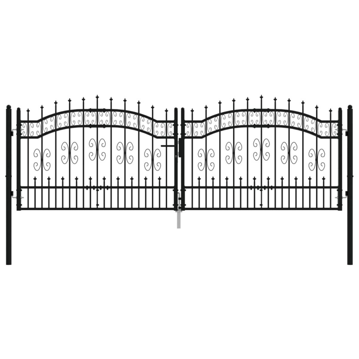 Puerta de valla punta lanza acero recubierto negro 305x151cm