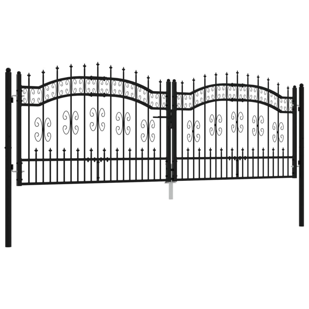 Puerta de valla punta lanza acero recubierto negro 305x151cm