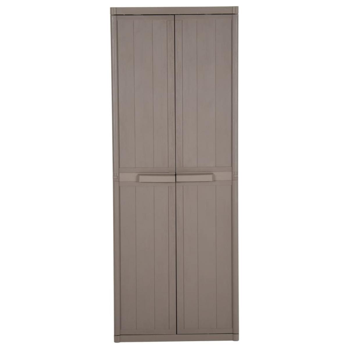 Armario almacenaje de jardín PP apariencia madera 65x45x172 cm