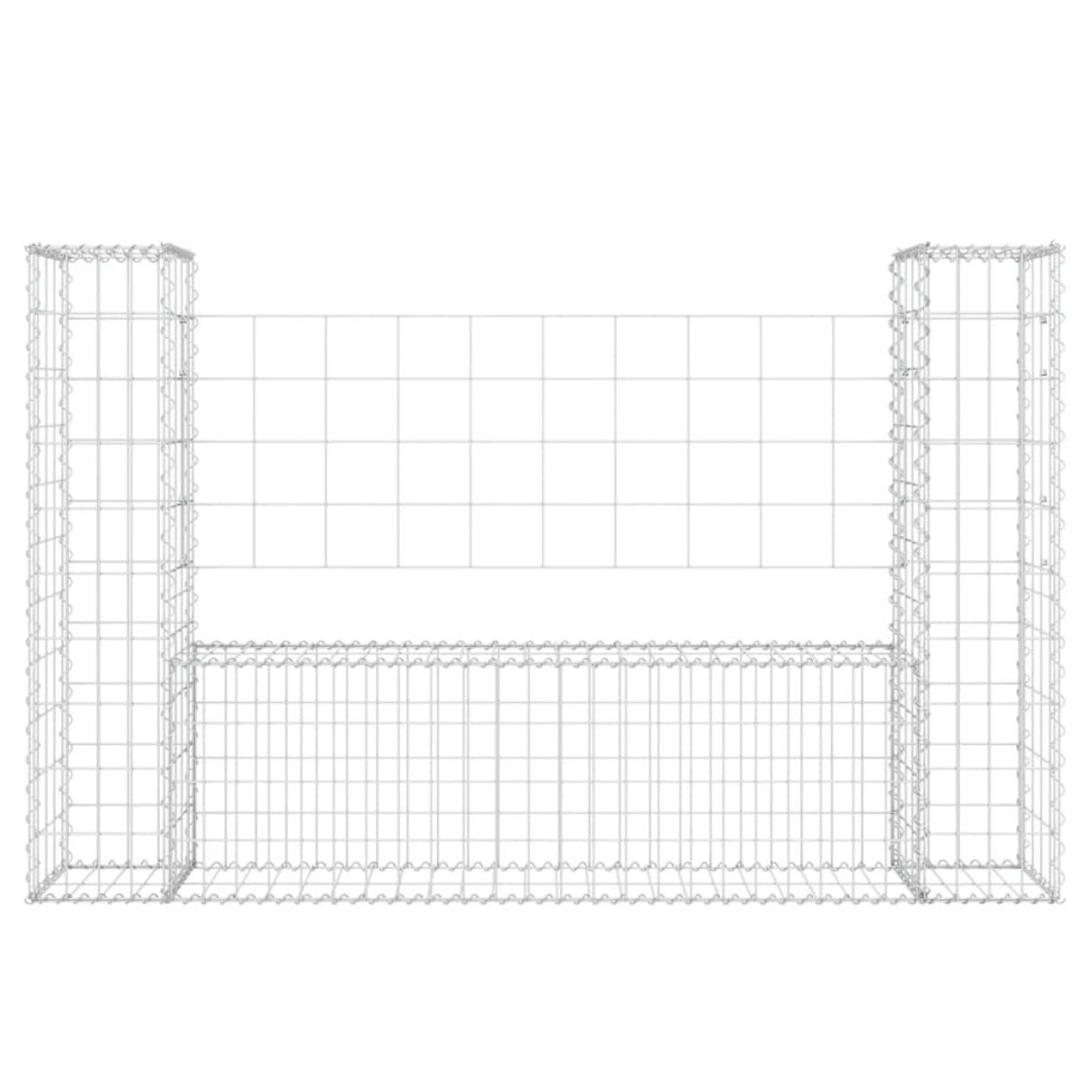 Cesta de gaviones forma de U 2 postes de hierro 140x20x100 cm