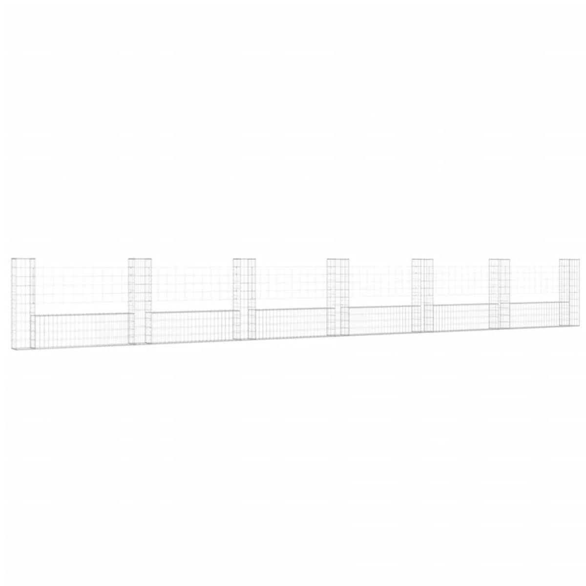Cesta de gaviones forma de U 2 postes de hierro 740x20x100 cm