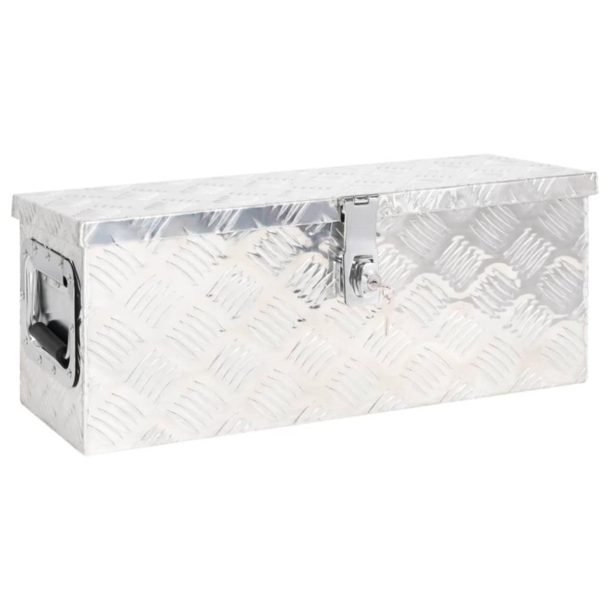 Caja de almacenaje de aluminio plateado 60x23,5x23 cm