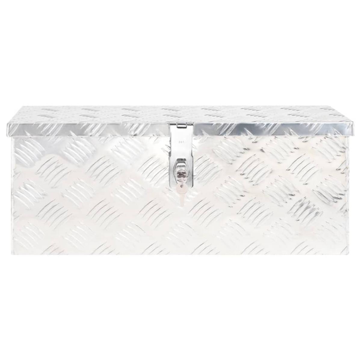 Caja de almacenaje de aluminio plateado 60x23,5x23 cm