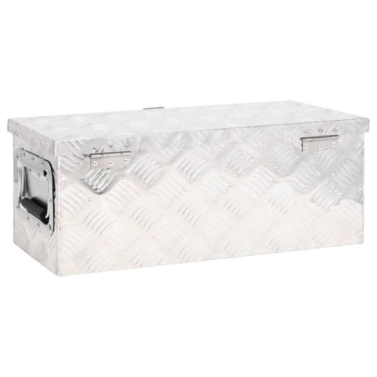Caja de almacenaje de aluminio plateado 60x23,5x23 cm