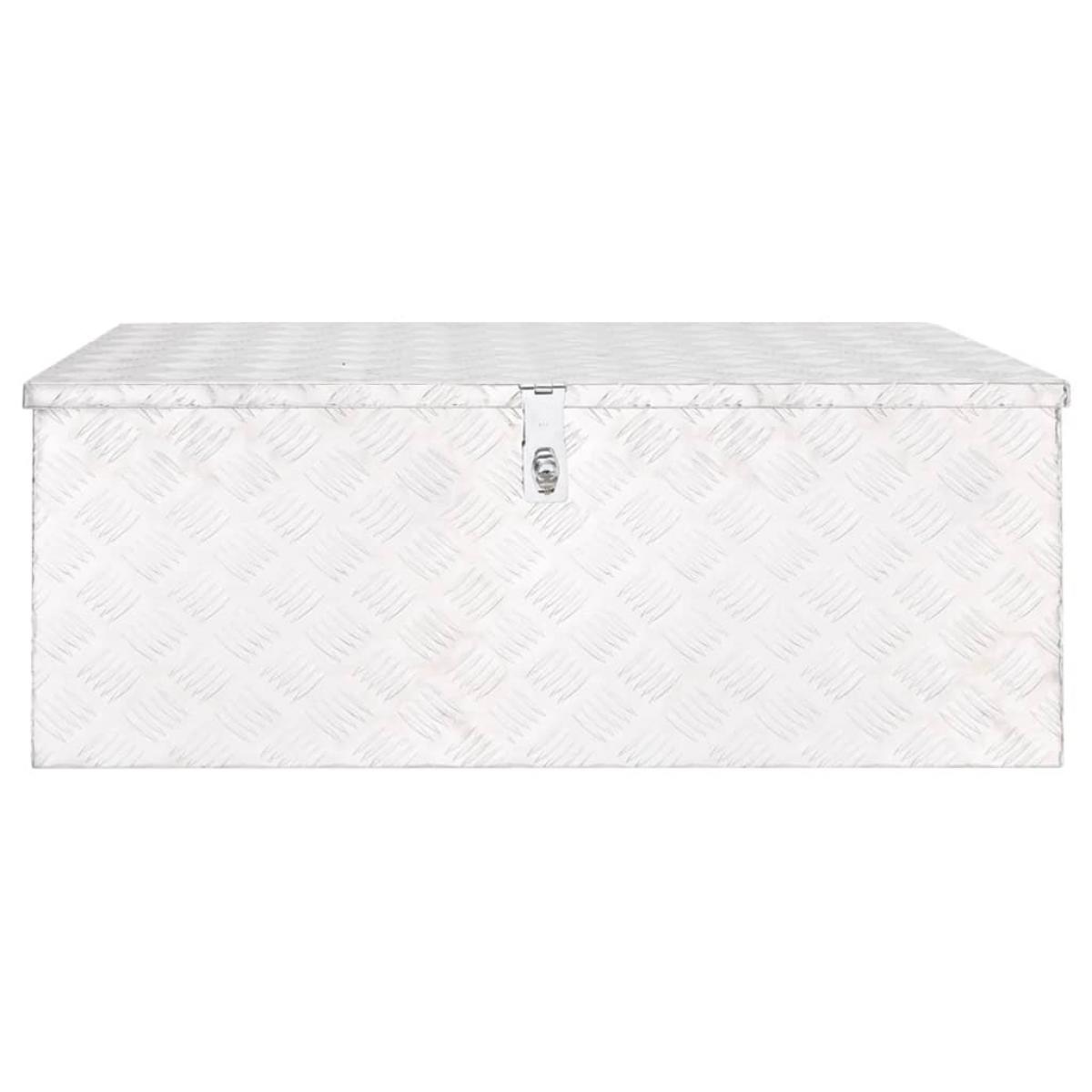 Caja de almacenaje de aluminio plateado 100x55x37 cm