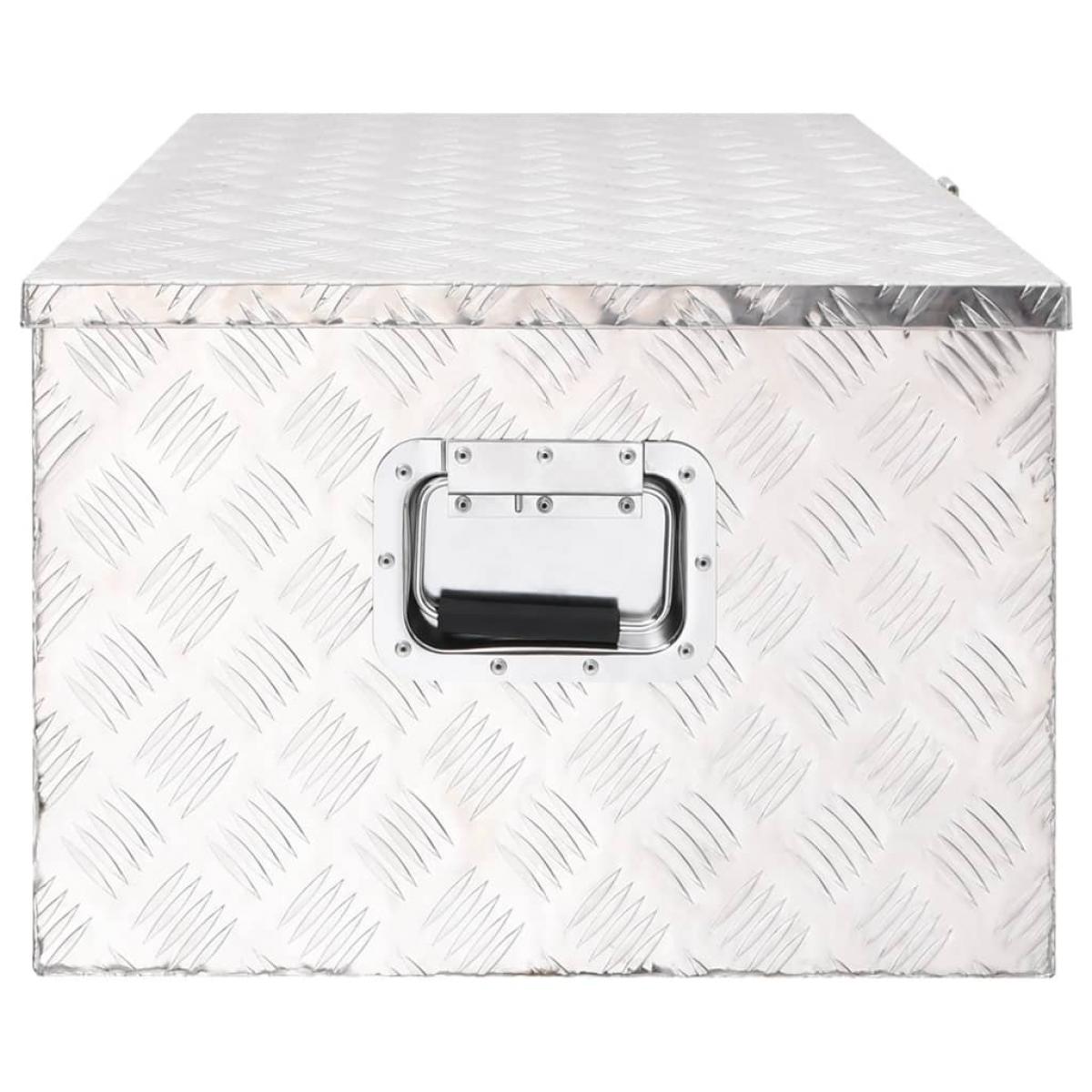 Caja de almacenaje de aluminio plateado 100x55x37 cm
