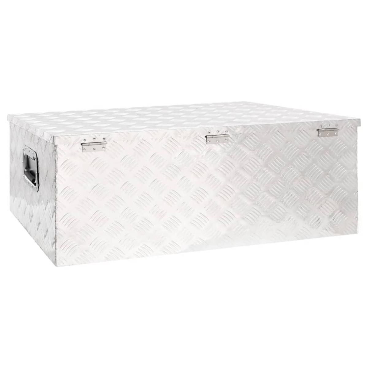 Caja de almacenaje de aluminio plateado 100x55x37 cm