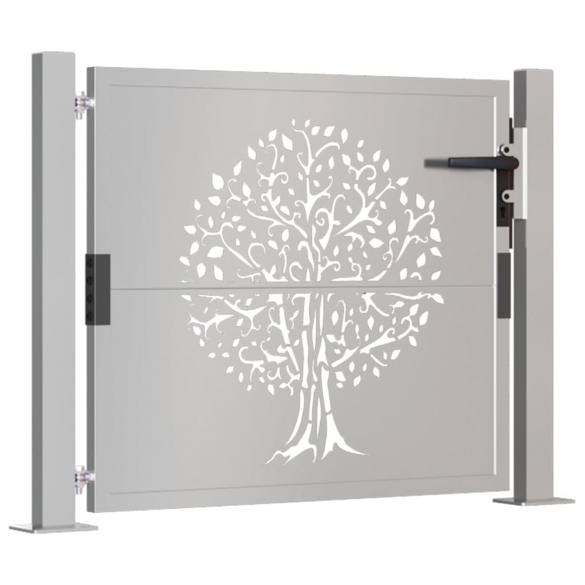 Puerta de jardín acero corten diseño árbol 105x80 cm