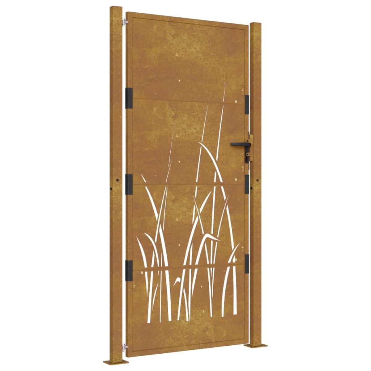 Puerta de jardín acero corten diseño hierba 105x180 cm