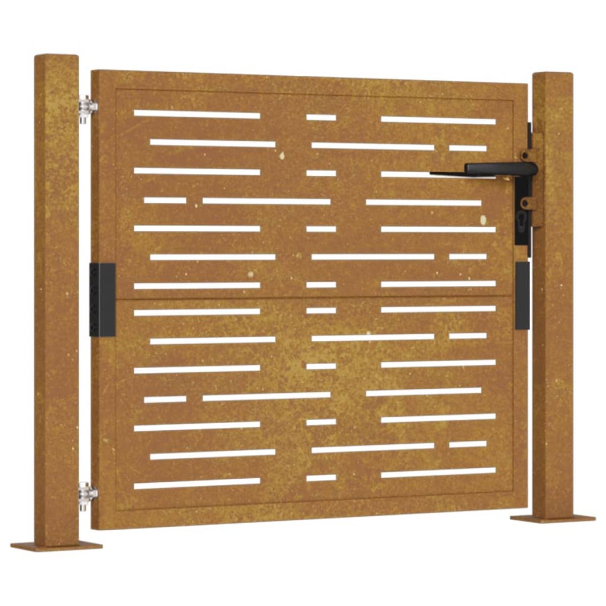 Puerta de jardín acero corten diseño cuadrado 105x105 cm