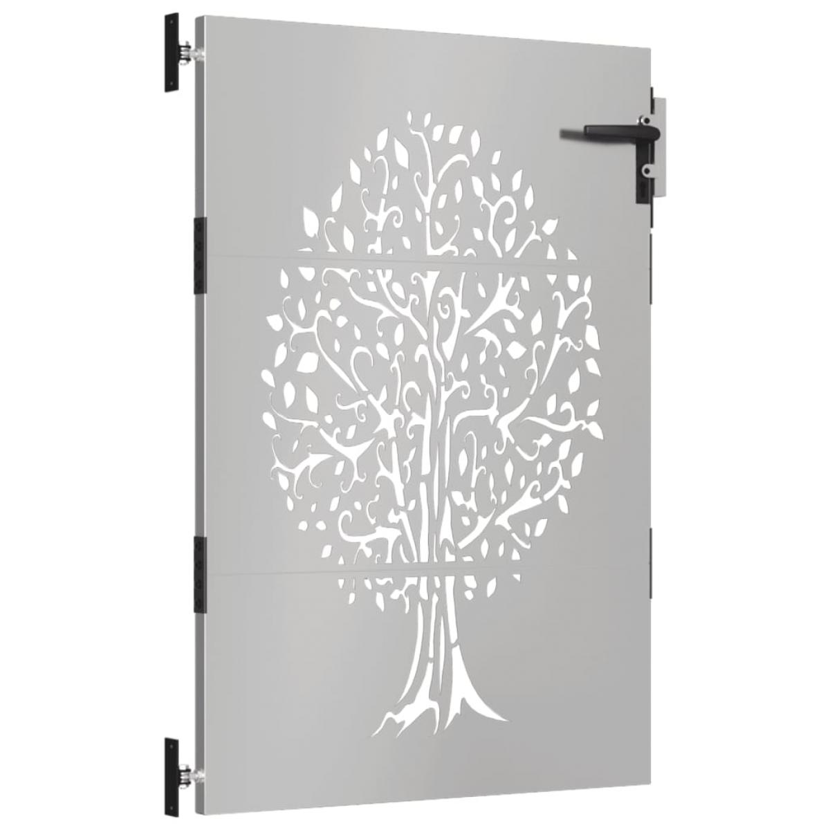 Puerta de jardín acero corten diseño árbol 85x150 cm