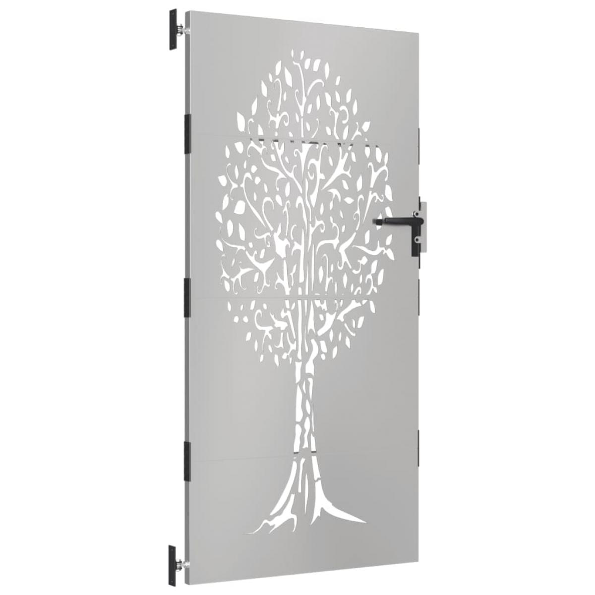 Puerta de jardín acero corten diseño árbol 85x200 cm