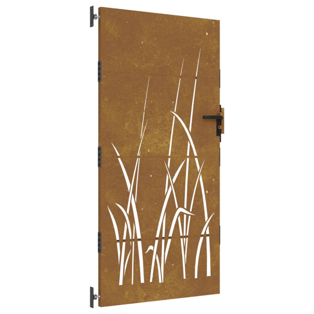 Puerta de jardín acero corten diseño hierba 85x175 cm