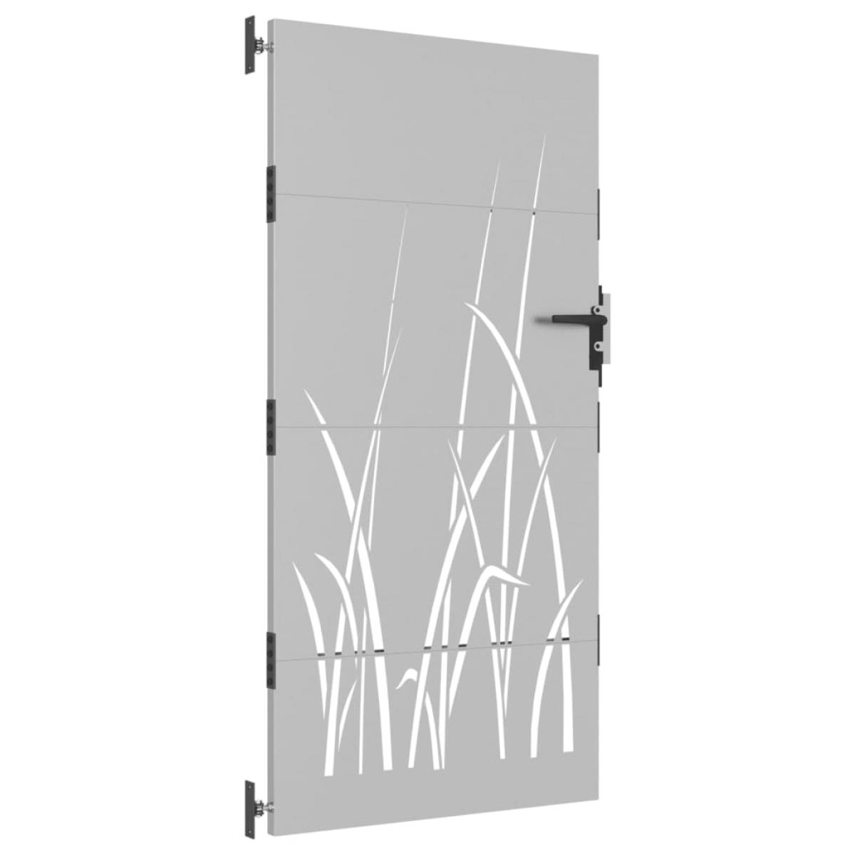 Puerta de jardín acero corten diseño hierba 85x175 cm