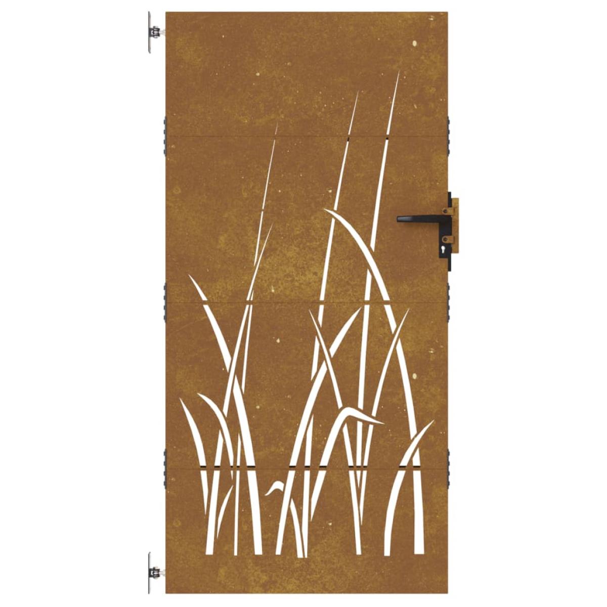 Puerta de jardín acero corten diseño hierba 85x175 cm