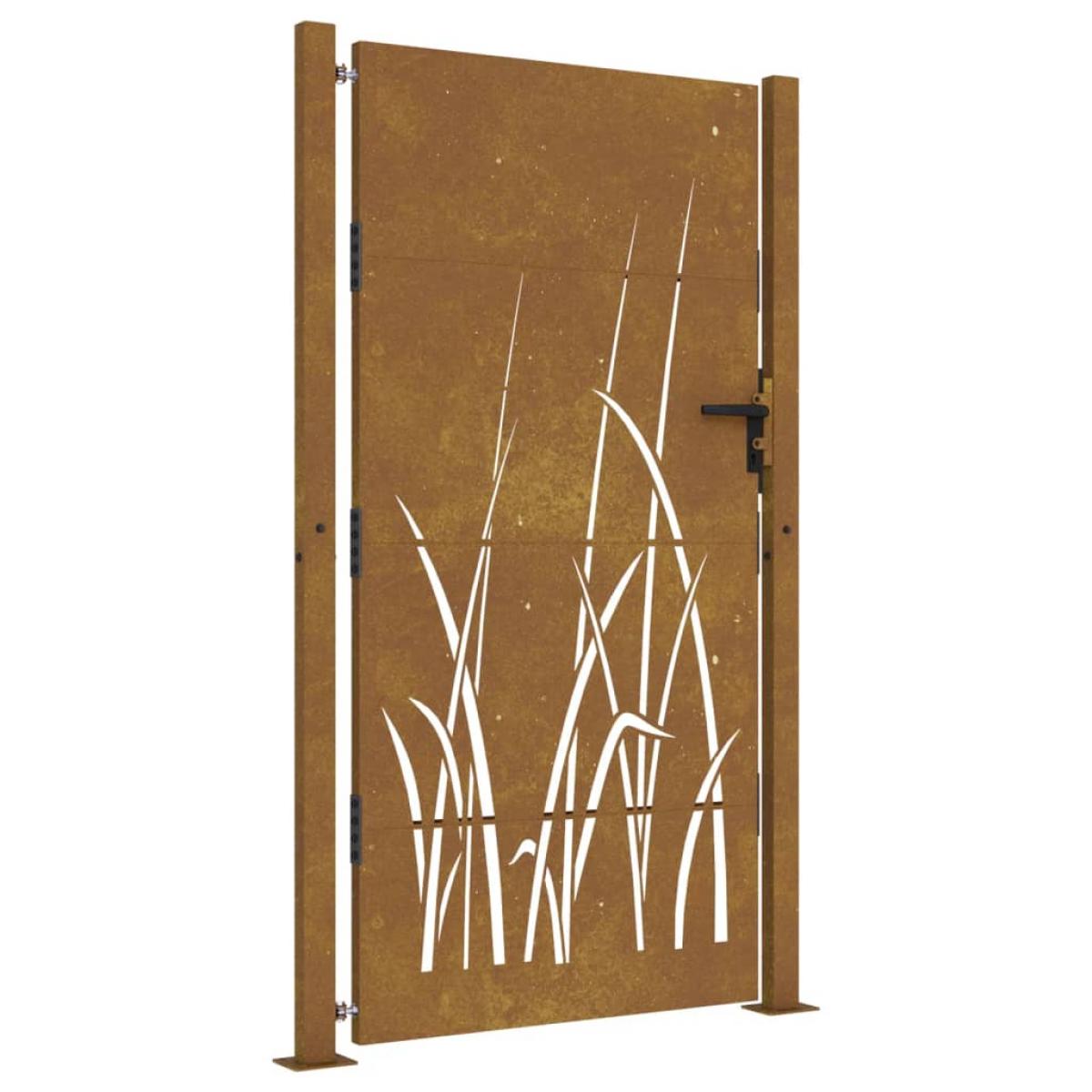 Puerta de jardín acero corten diseño hierba 105x180 cm