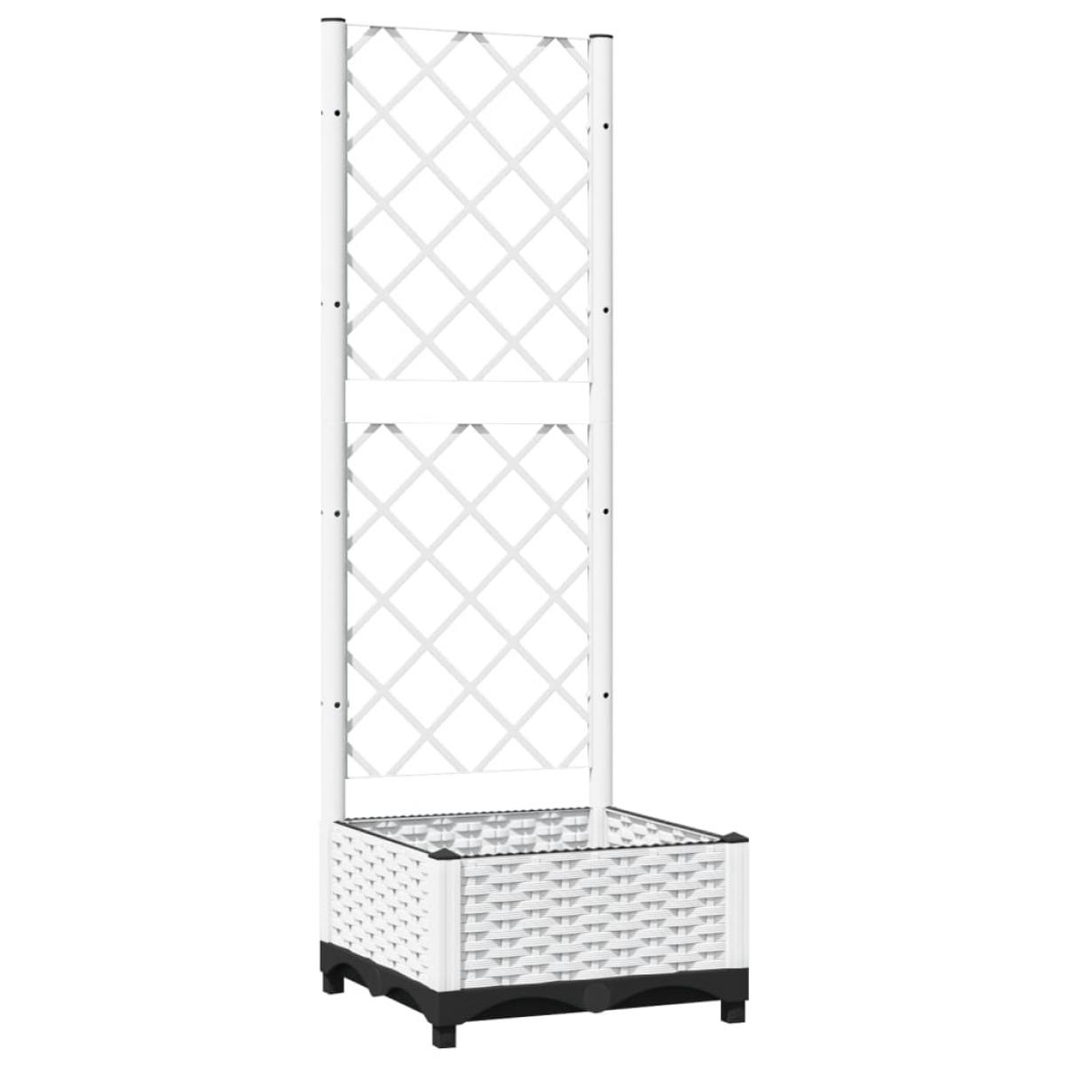 Jardinera con enrejado PP blanco 40x40x121,5 cm